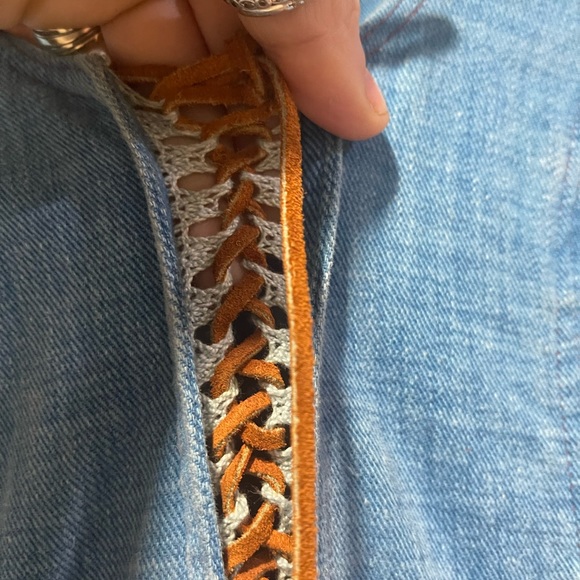 Size 7 S/M Rare Gunne Sax Corset Denim Maxi Festival Cottagecore 1970s Vintage - Picture 4 of 10